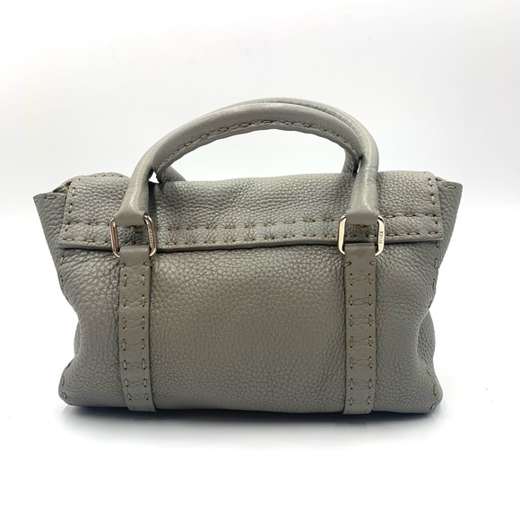 Auth Vtg FENDI Selleria Gray Leather Tote Bag - Picture 13 of 14
